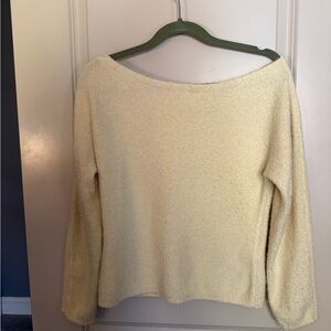 Abercrombie & Fitch Boucle Off-the-Shoulder Yellow Sweater